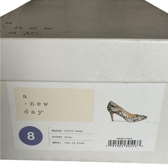 a new day GEMMA Snake Black & Cream Animal print Heels NEW Size 8 - Picture 5 of 12